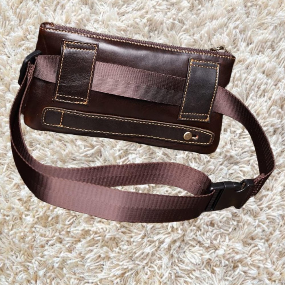 Fanny Pack Crossbody Bag Shoulder Leather Purse Travel Clutch Handbag Women Men - Picture 7 of 13